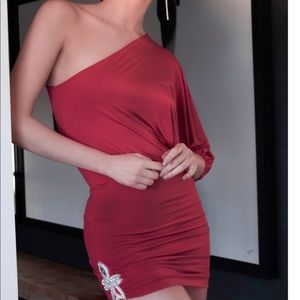 New! Savee Couture One Shoulder Mini Dress